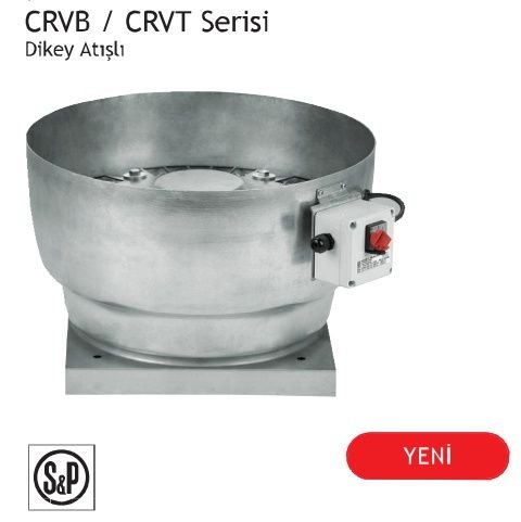 crvt /4-500 (380 v) dikey atışlı çatı radyal fanlar 7.740m3/h, 68/72db