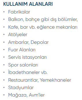 kullanım alanları