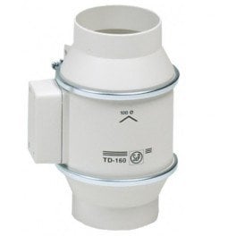 td-silent 160/100 n 180 m³/h, 21/24db plastik gövde yuvarlak kanal tipi fanlar