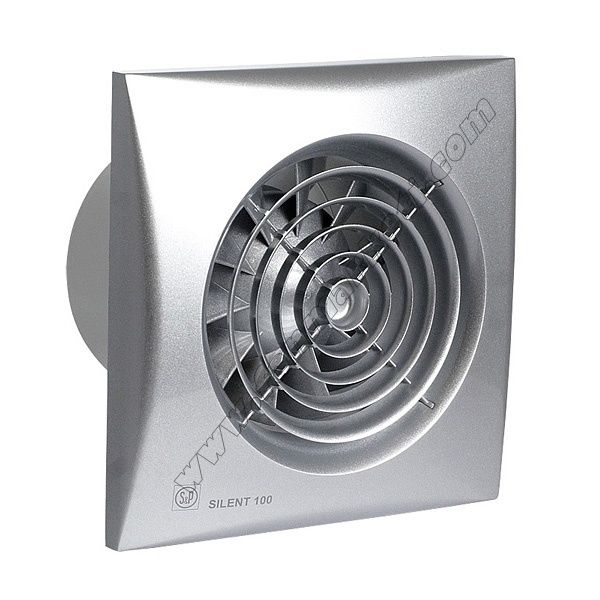 silent-100 cz silver 95 m³/h, 26,5db krom renk, geri tepme ventili