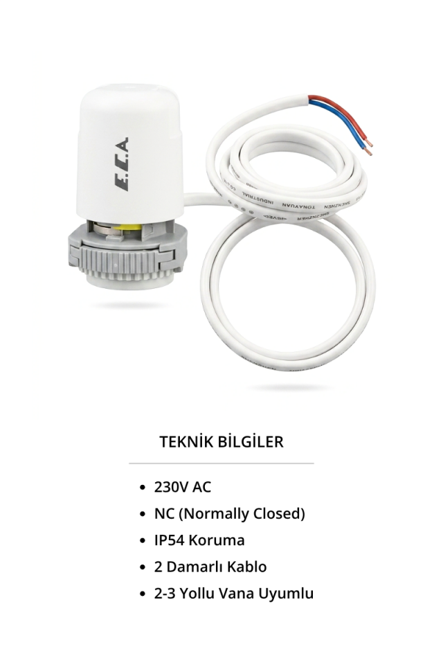 Fan Coil Vana Motoru E.C.A 230V NC Termal Aktüatör