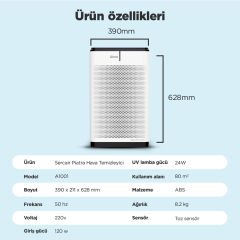 Sercair Piatra Oda Tipi Hava Temizleyici | UVC Özellikli Hava Temizleme Cihazı
