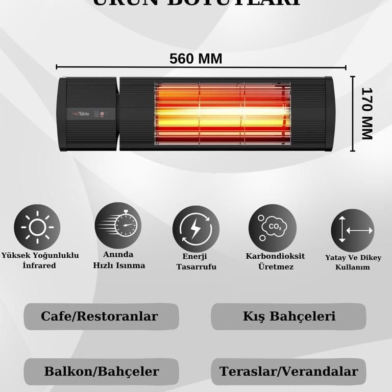 Hottable Supreme Plus  İnfrared Dış Ortam Isıtıcı | 2000 Watt U.K.