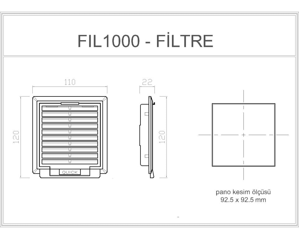 Quick FIL Serisi Filtreli Pano Menfezi (Fansız) Fil-1000