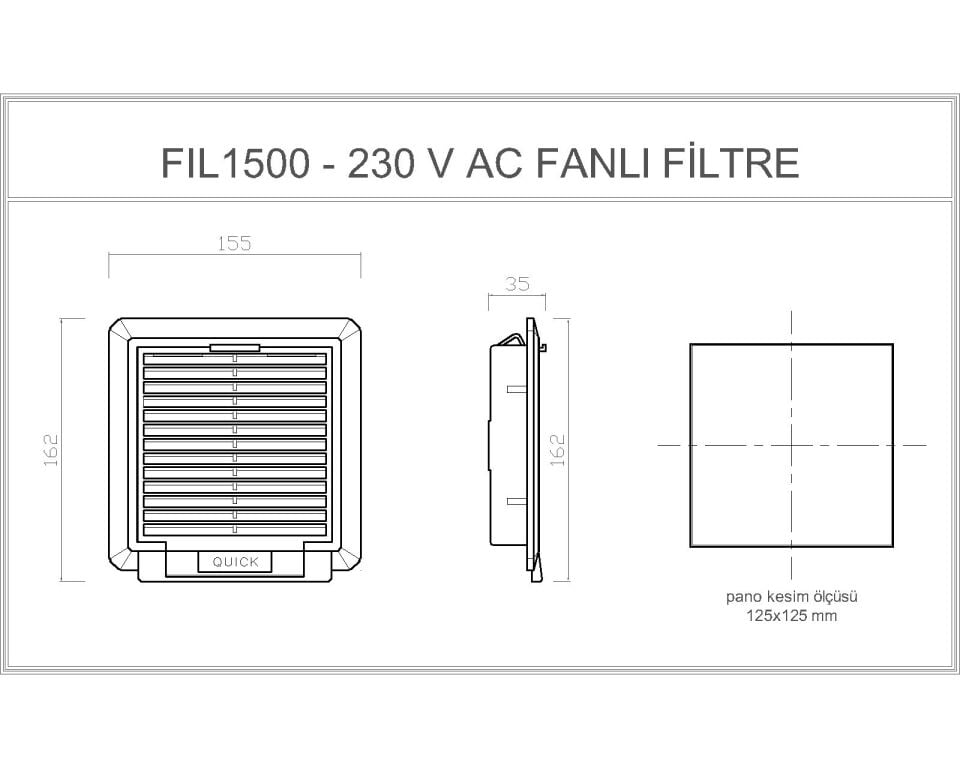 Quick FIL Serisi Filtreli Pano Menfezi (Fansız) Fil-1500