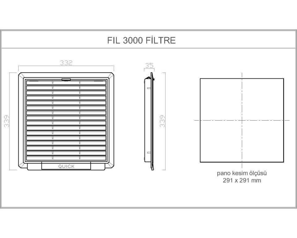 Quick FIL Serisi Filtreli Pano Menfezi (Fansız) Fil-3000