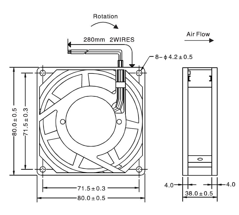 Quick 80x80x38 mm Pano Fanı - UF8038 Serisi