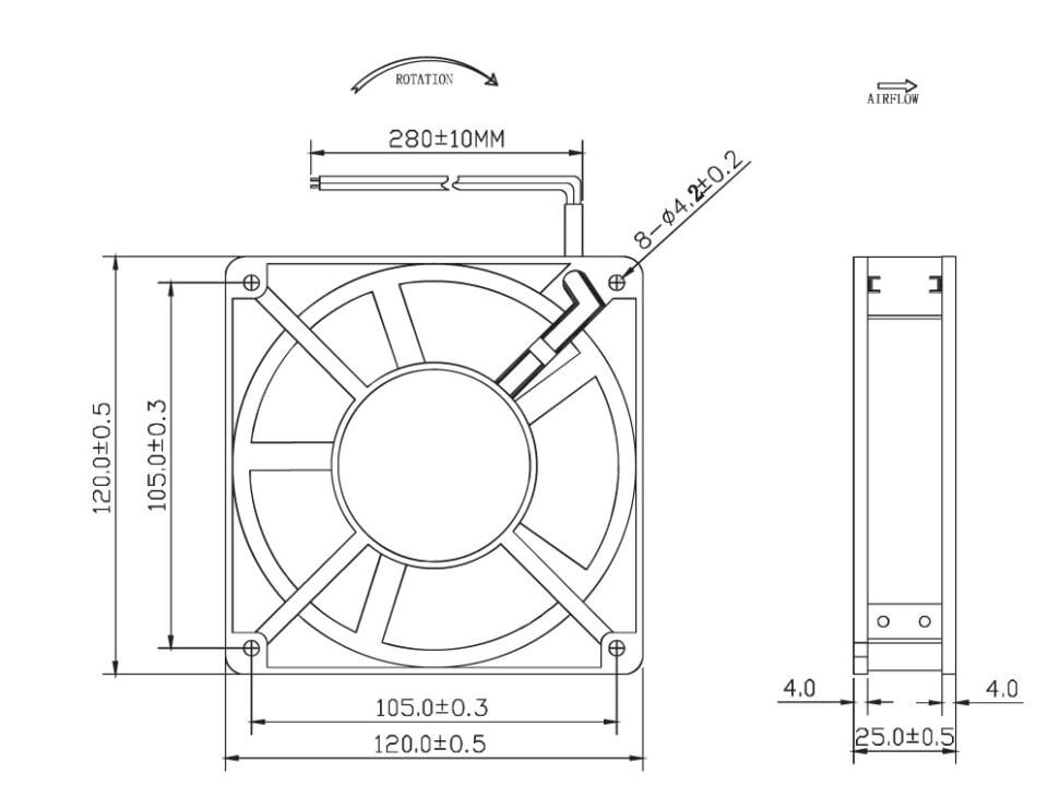 Quick 120x120x25 mm Pano Fanı - UF1225 Serisi SWH-Sleeve (Kayar Yatak)