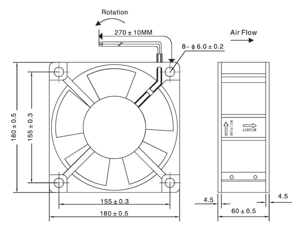 Quick 180x180x60 mm Kare Pano Fanı - UF186023BWH (Rulmanlı)