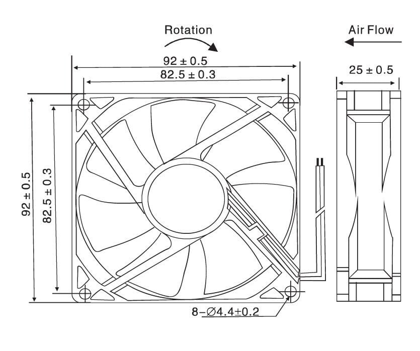 Quick 92x92x25 mm 12V DC Pano Fanı - UF-DA9225 Serisi (Rulmanlı)