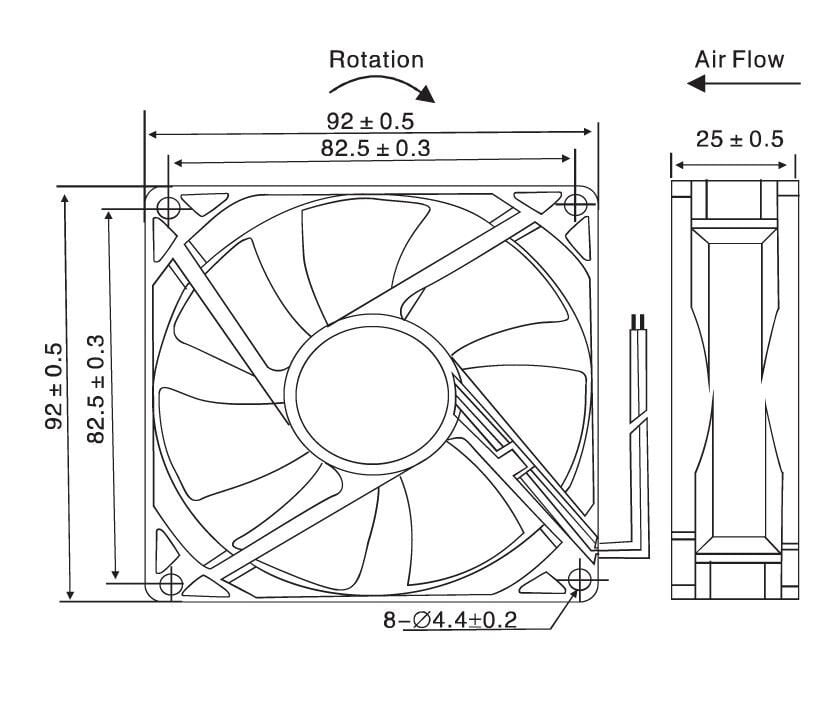 Quick 92x92x25 mm 48V DC Pano Fanı - UF-DA9225 Serisi (Rulmanlı)